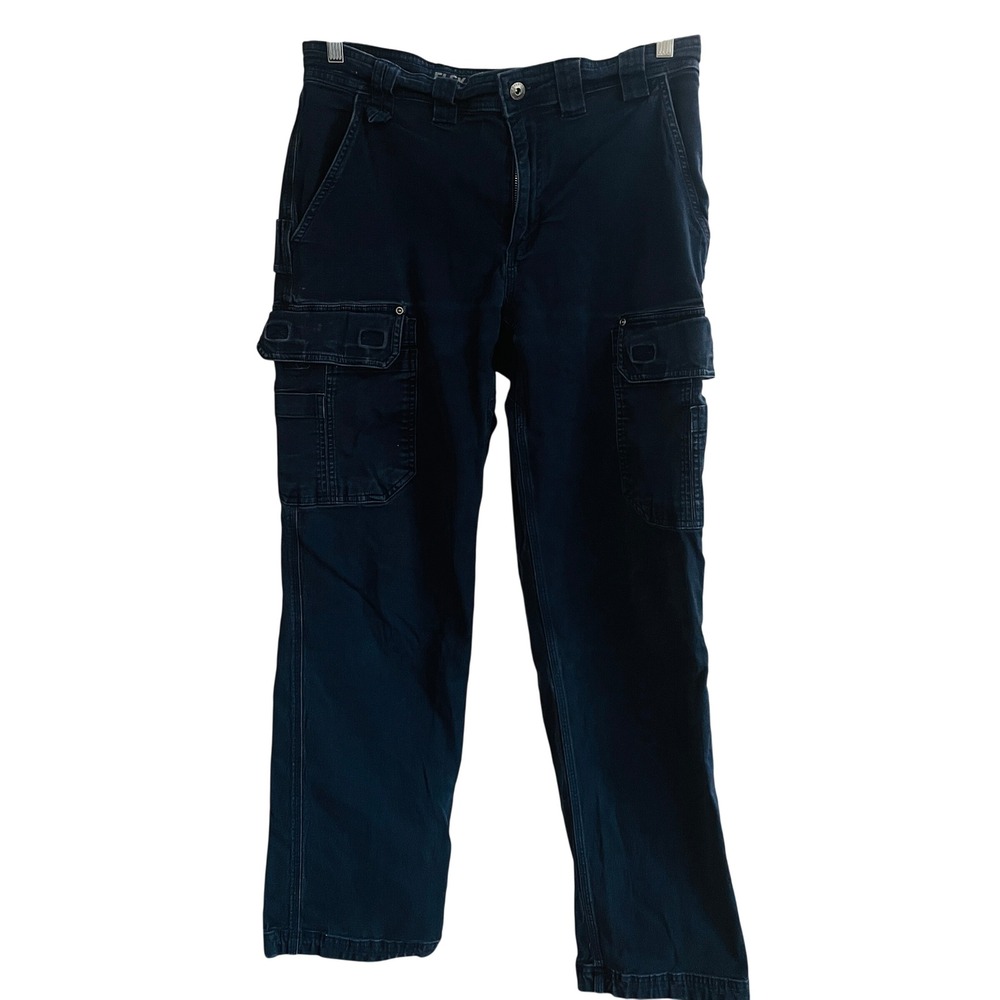 Duluth Men Flex Fire Hose Relaxed Fit Cargo Pants 34x34 Navy Work Utility Rugged